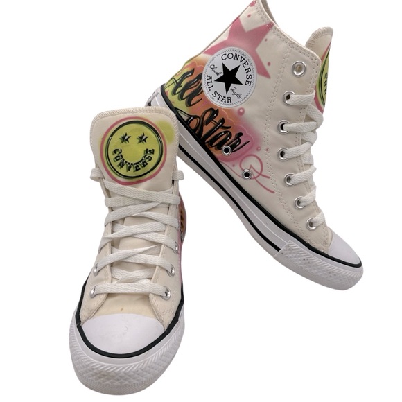 Converse Shoes - Converse Chuck Taylor Canvas High Tops with Airbrush Graffiti Details W Size 7
